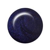 IBD Touch of Noir swatch, a dark navy blue base infused with glitter for a galaxy-inspired, sparkling nail look.